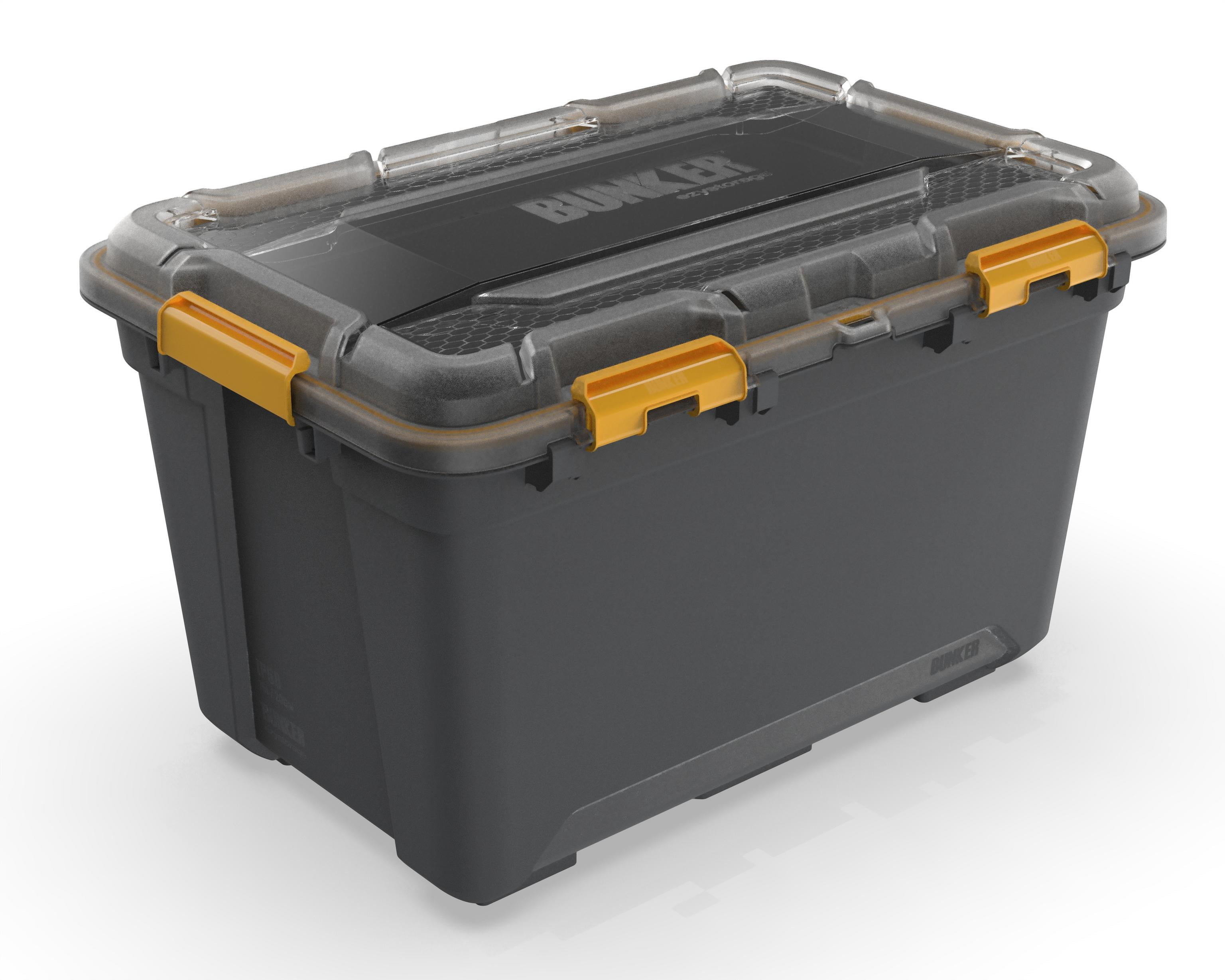 Ezy Storage 19.8 Gallon Large Gasket Tote, IP68 WaterProof Plastic Storage Bin with Lid, Gasket Seal and Durable Latches, Gray