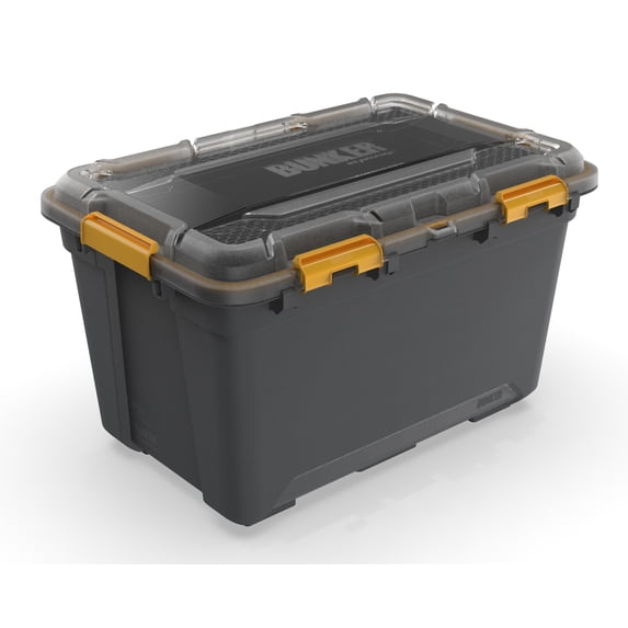 Ezy Storage 19.8 Gallon Large Gasket Tote, IP68 WaterProof Plastic Storage Bin with Lid, Gasket Seal and Durable Latches, Gray