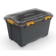 Ezy Storage 19.8 Gallon Large Gasket Tote, IP68 WaterProof Plastic Storage Bin with Lid, Gasket Seal and Durable Latches, Gray