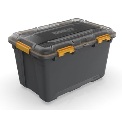 Ezy Storage 19.8 Gallon Large Gasket Tote, IP68 WaterProof Plastic Storage Bin with Lid, Gasket Seal and Durable Latches, Gray