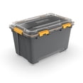thumbnail image 1 of Ezy Storage 5.28 Gallon Small Gasket Tote, IP68 WaterProof Plastic Storage Bin with Lid, Gasket Seal and Durable Latches, Gray, 1 of 20