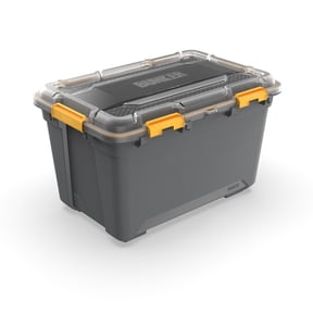 Ezy Storage 5.28 Gallon IP68 Waterproof Plastic Tote Bin with Seal & Latches, Gray