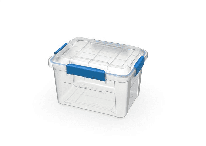 Ezy Storage 19 Quart Small Gasket Box, IP68 WaterProof Clear Plastic Storage Bin with Lid, Gasket Seal and Durable Latches, Black