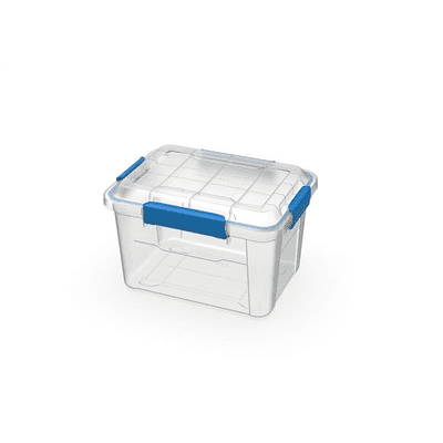 Ezy Storage 19 Quart Small Gasket Box, IP68 WaterProof Clear Plastic Storage Bin with Lid, Gasket Seal and Durable Latches, Black