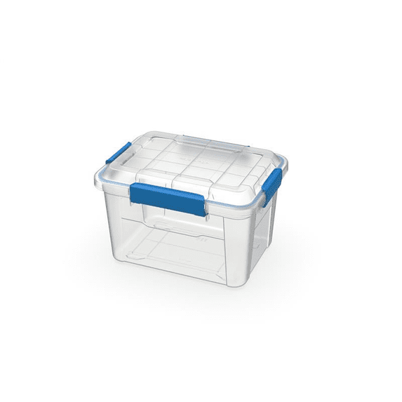 Ezy Storage 19 Quart Small Gasket Box, IP68 WaterProof Clear Plastic Storage Bin with Lid, Gasket Seal and Durable Latches, Black