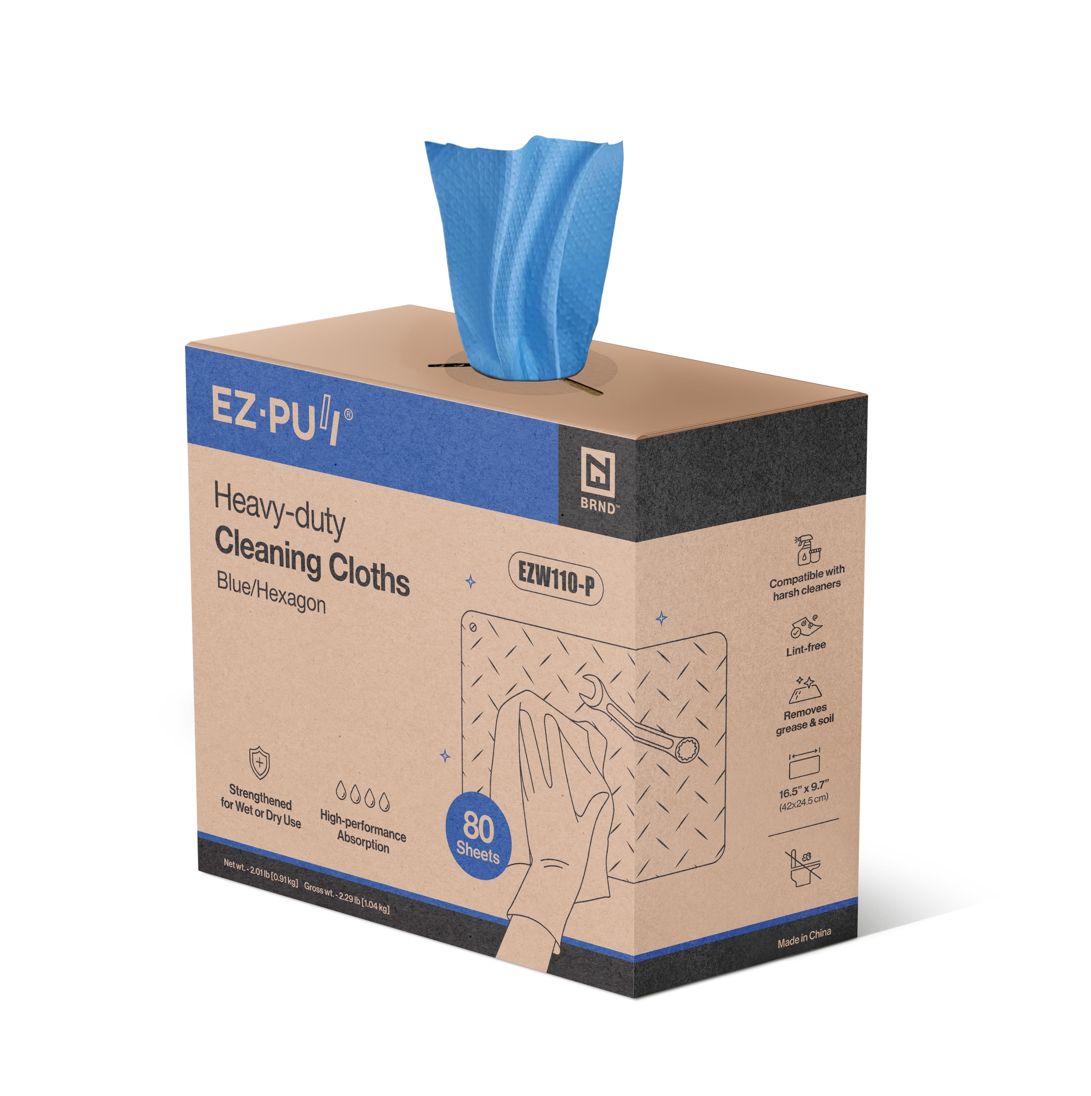 EZbrnd Heavy-Duty Cleaning Cloths Towels, Pop Up Box, Blue Shop Towels ...