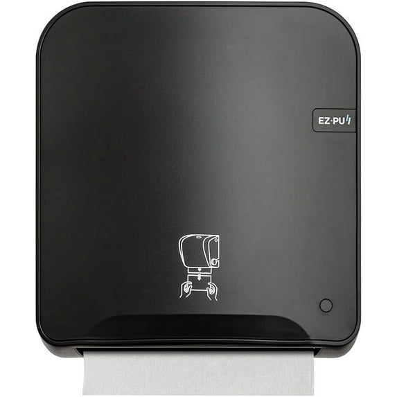 EZbrnd Wall Mount High Capacity Mechanical Hands-Free Manual Roll Towel Paper Dispenser for Commercial/Washroom/Office, Black, 5300B-EZ
