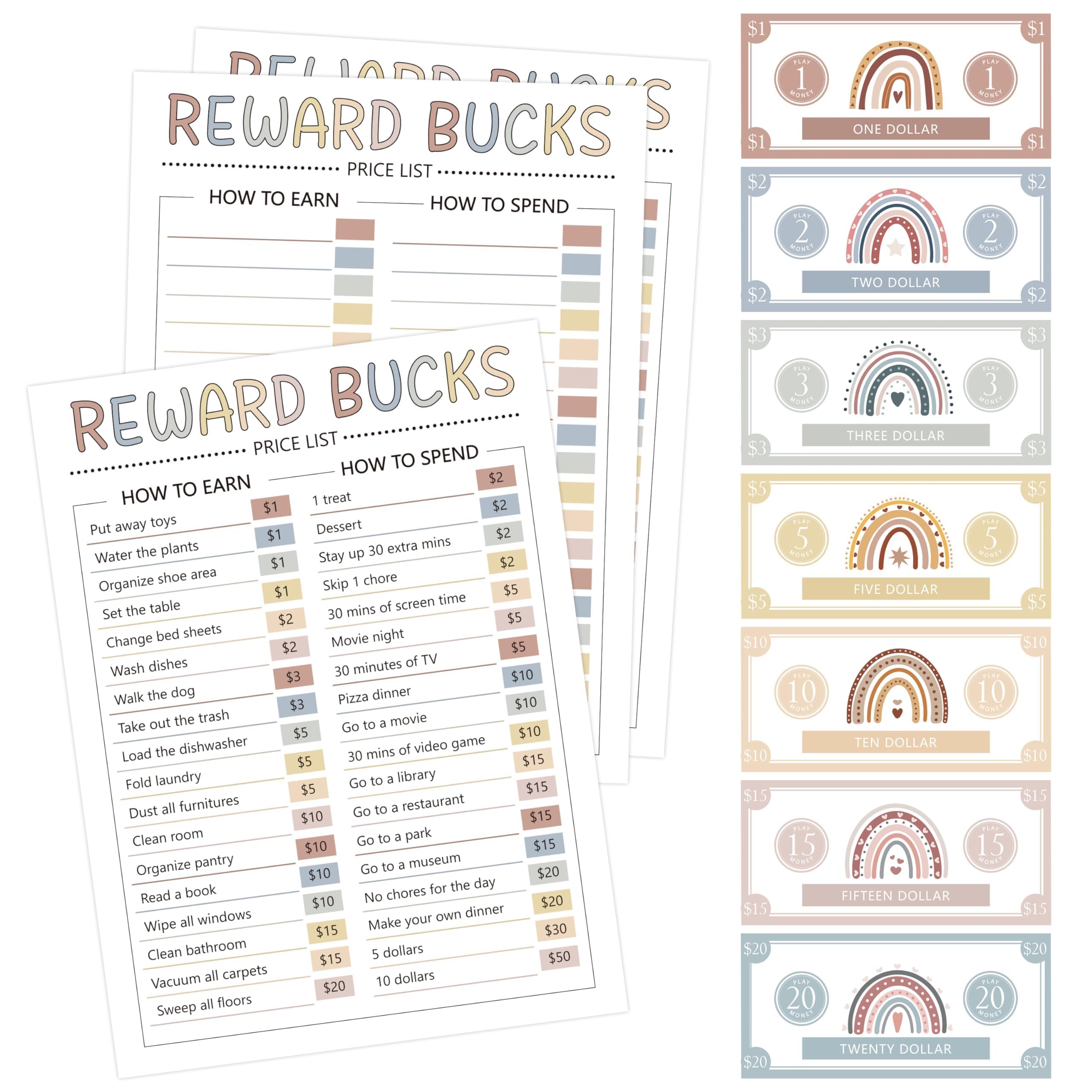 EZdhuawuse Good Behavior Game Charts 633P Kids Buck Charts Prop Boho