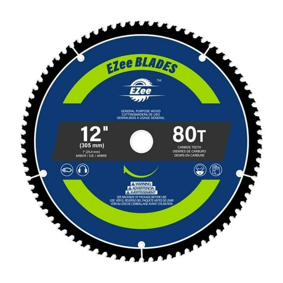 EZee Circular Saw Blades 12 Inch 80 Tooth with 1" Arbor, ATB, TCT(Tungsten Carbide-Tipped) 12 Miter Saw Blades for Wood Cutting,Thin kerf, Woodworking Saw Blade CS12-80TF