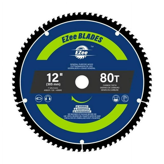 EZee Circular Saw Blades 12 Inch 80 Tooth with 1" Arbor, ATB, TCT