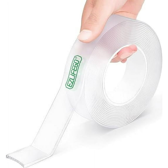 EZlifego Double Sided Tape Heavy Duty (9.85FT), Multipurpose Removable Mounting Tape Adhesive Grip,Washable Strong Sticky Wall Tape Strips Transparent Tape Poster Carpet Tape for Paste Items,Household