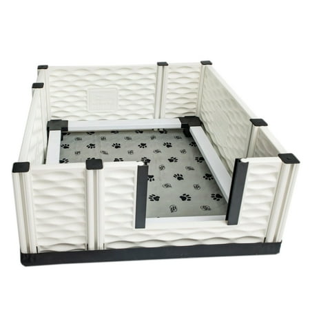 EZwhelp EZclassic Medium Dog Whelping Box with Rails, 38" x 38" x 18", Gray Pad