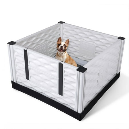 EZwhelp EZclassic Small Padded Dog Whelping Box with Rails, Puppy Whelping Supplies, 28" x 28", Gray
