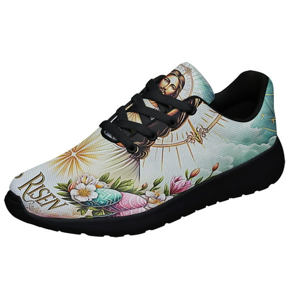 EaStr Day Jesus ChriStHe Is Risen EaStr Eggs Shoes Sneakers Black Size 3.5
