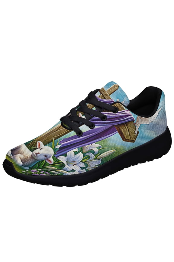 EaStr Day Lamb Purple Cloth on Cross Shoes Sneakers Black Size 11.5