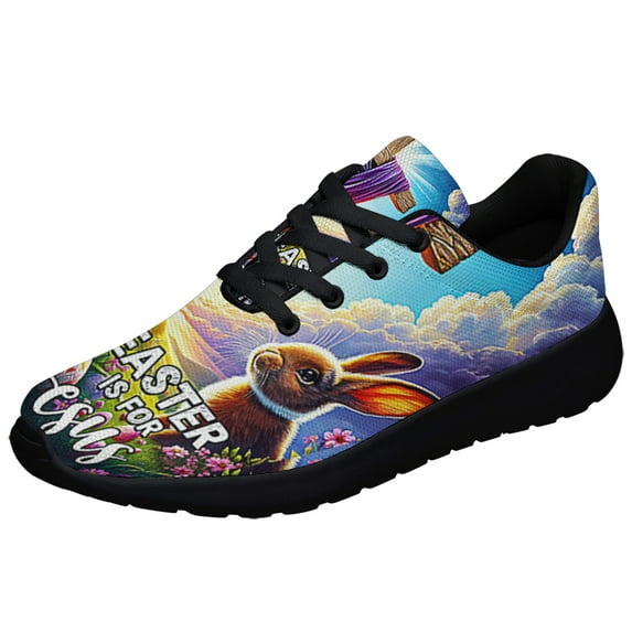 EaStr Is For Jesus Bunny Rabbit Jesus ChriStCross Shoes Sneakers Black Size 10