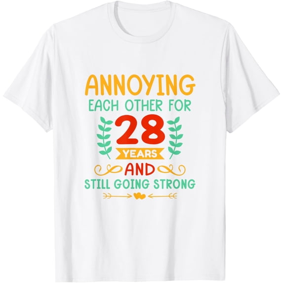 Each Other for 28 Years 28th Anniversary Happy Husband Wife T-ShirtMen and women, Black T-shirt, size: Extra large S-4XL