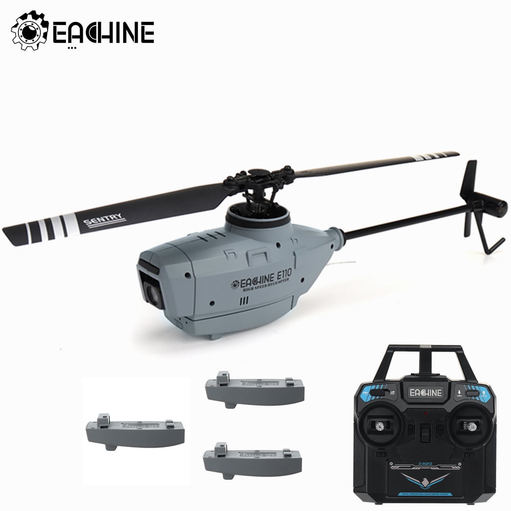 Eachine E110 RC Helicopter With 720P HD Camera for Adults 2.4G 6 Axis Gyro Optical Flow Localization Flybarless Scale Three Battery