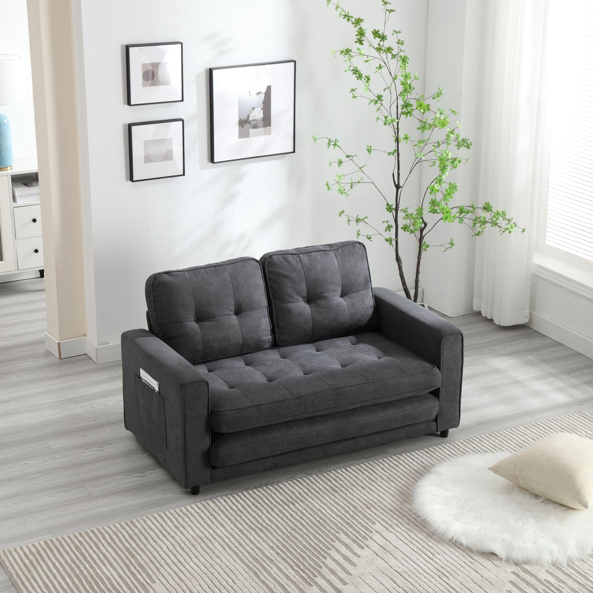 Eafurn 3 Fold Convertible Sleeper Sofa Bed Pull Out Loveseat Versatile ...