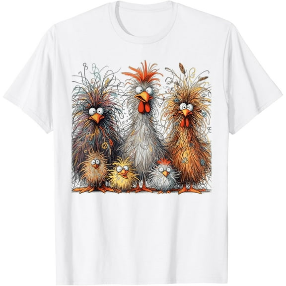 Eagerlys Colorful Funny Chicken Art, Crazy Chicken Family T-Shirt