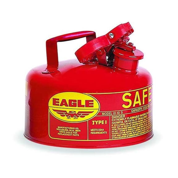 Eagle 1 Gal Steel Safety Can for Flammables, Type I, Flame Arrester, Funnel, Red - UI10FS