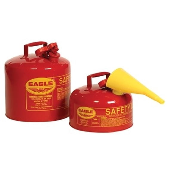 Eagle 1 Gal Steel Safety Can for Flammables, Type I, Flame Arrester, Funnel, Red - UI10FS