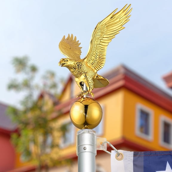 Eagle 14 Inch Flagpole Topper Gold for 20ft 25ft 30ft Telescopic Poles Outdoor Yard Decor