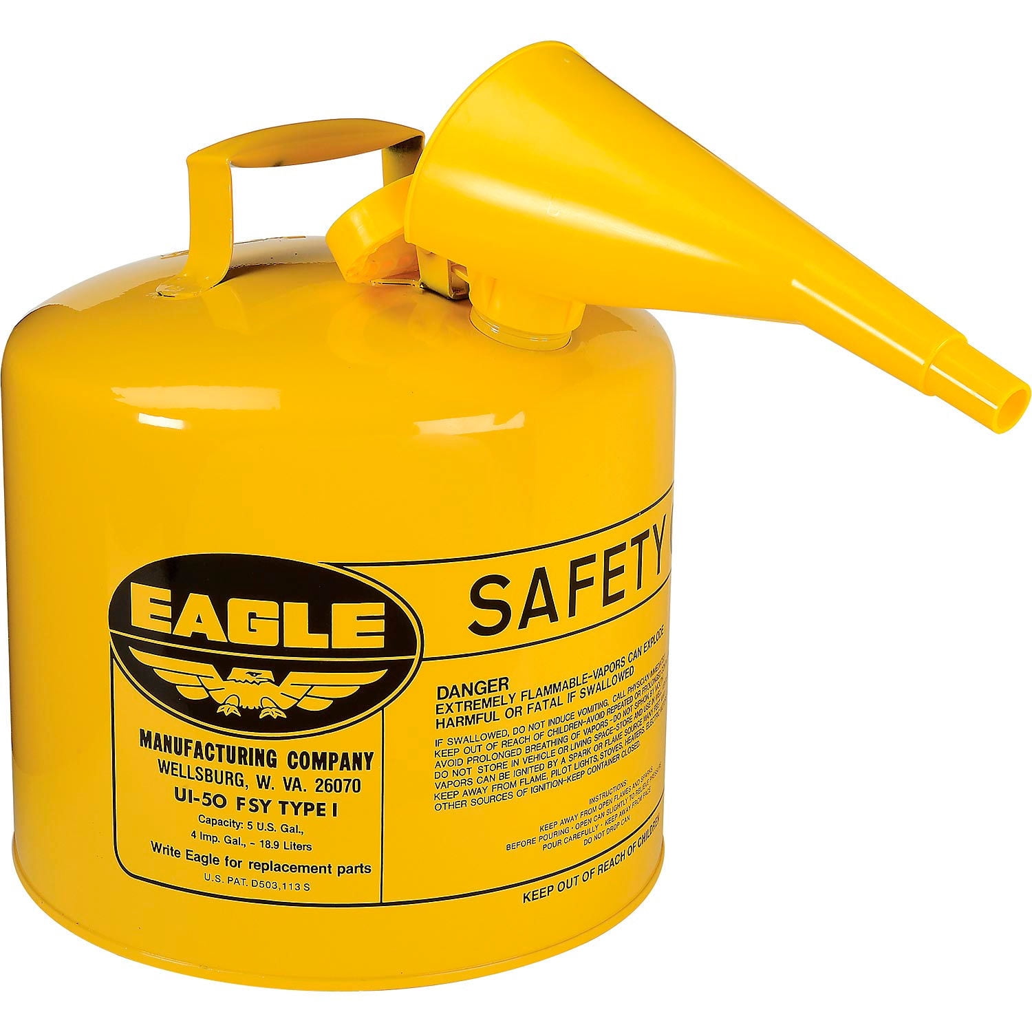 Eagle Portable 5 Gal Fuel Container Tank, Steel Safety Can for Diesel ...