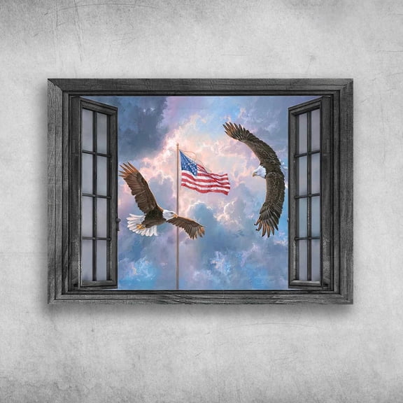 Eagle America, America Flag Window 24 x 36 Inch Poster