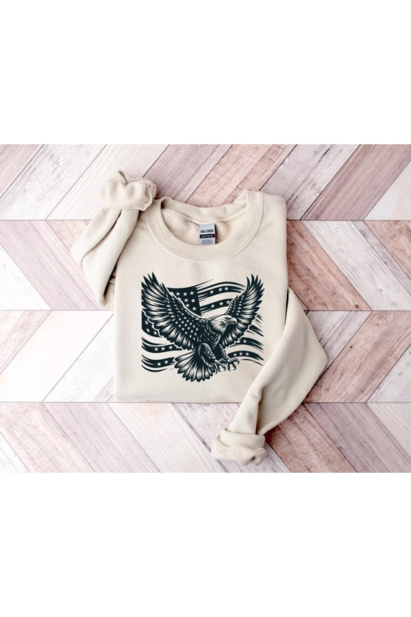 Eagle American Flag 4th of July Patriotic Independence Day Sweatshirt All Size S-5Xl