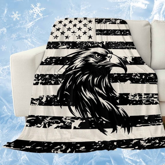 Eagle American Flag Cooling Blanket, Lightweight Breathable Summer Throw Blanket with Double Sided Cold Effect, USA Flag Vintage Art Picnic Beach Blankets Bed Sheet for Hot Sleepers 30"x40"