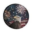 thumbnail image 1 of Eagle with American Flag And Fireworks Camper Spare Tire Cover Memorial Day Wheel Protectors Weatherproof Wheel Covers for Camper Trailer Truck SUV Universal 13 Inch, 1 of 8
