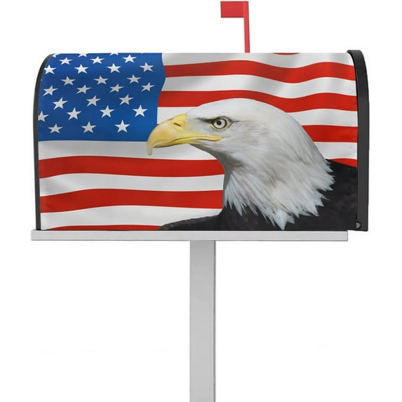 Eagle American Flag Mailbox Cover Patriotic Magnetic Mailbox Wraps,Independence Day 4th of July USA Mailbox Covers Large Size 21x25.5 inch Mail Wrap Post Letter Box Decoration for Outdoor Gardern Yard