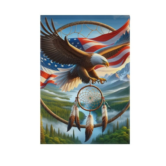 Eagle American Flag Mountains Garden Flag 12X18 Double Sided Yard Flags for Outside Outdoor All Seasonal Decoration