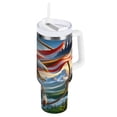 thumbnail image 1 of Eagle American Flag Mountains Tumbler with Handle and Straw Lid 40 oz Insulated Vacuum Water Bottle Stainless Steel Travel Cup, 1 of 1