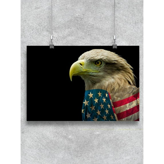 Eagle And Flag Of America Poster -Image by Shutterstock