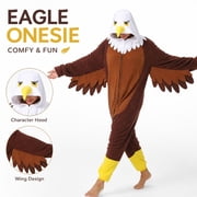 Eagle Animal Onesie Adult Kigurumi Hooded Plush Jumpsuit Zip Front Bird Character Halloween Costume Sleepwear Unisex Fleece Loungewear Cozy Pajama Set