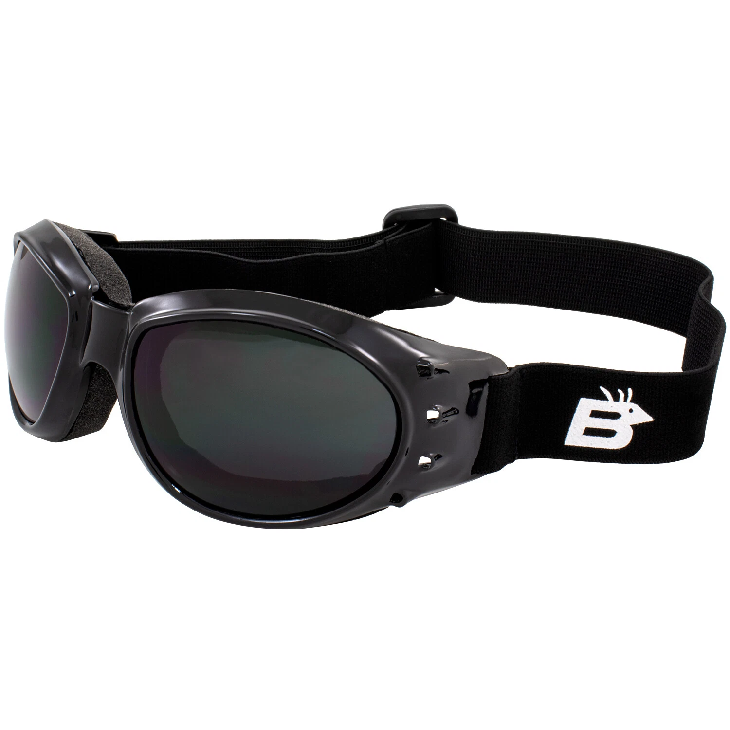 Eagle Anti-Fog Super Dark Lens Glossy Black Frame Motorcycle Goggles By Birdz