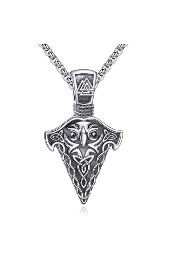 Eagle Arrowhead Necklace Sterling Silver Viking Pendant Viking Norse Jewelry for Men Birthday