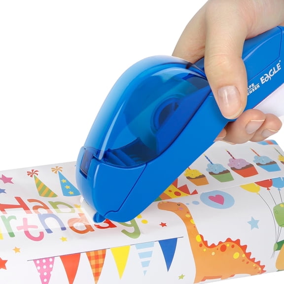Eagle Automatic Adhesive Tape Dispenser, Portable with Safety Blade, 2 Rolls of Tape Included, for Office, Home, Packaging, DIY, Blue