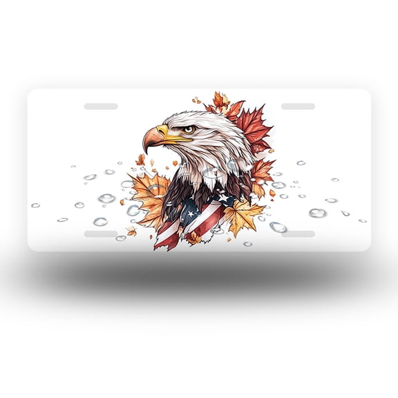 Eagle with Autumn Leaves Front License Plate,Metal License Plate,Funny Standard Plates Personalized Novelty Decorative For Men/Women/Boys/Girls Car 6×12 Inch