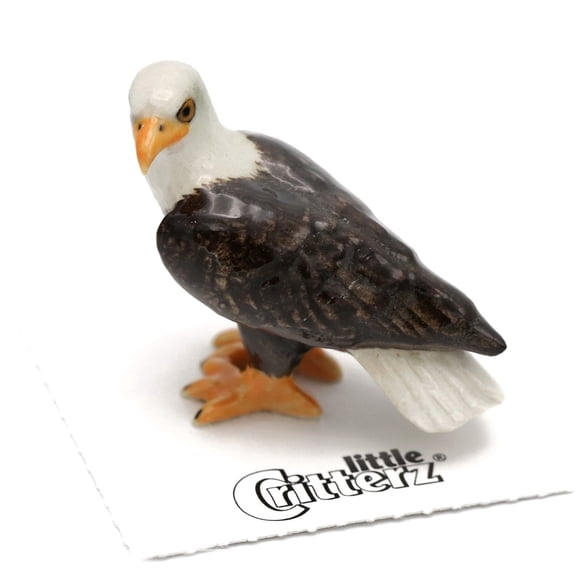 Little Critterz Bald Eagle Freedom Miniature Porcelain Figurine, Hand-Painted American Eagle Collectible, Nature Home Dcor Display Piece, Gift for Bird and Wildlife Lovers