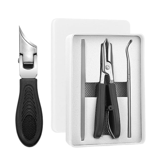 Eagle Beak Beveled Nail Clippers – 3‑Piece Set, Super Sharp Wide Jaw Opening, Anti‑Splash Fingernail Cutter for Thick Nails