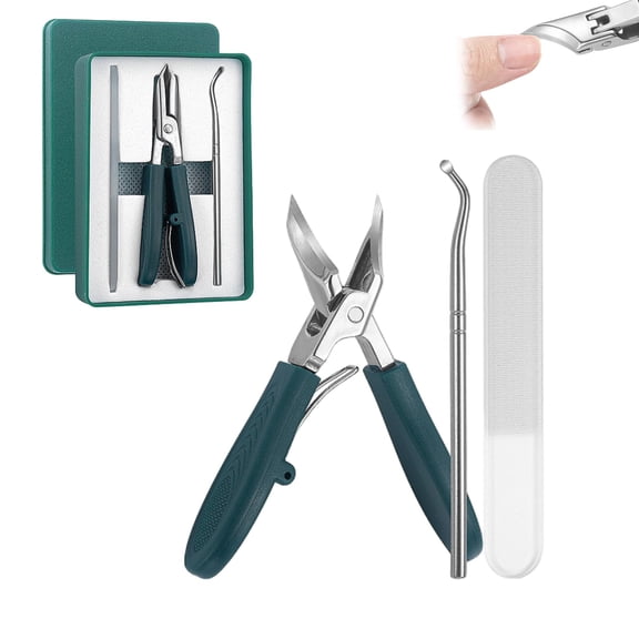 Eagle Beak Beveled Nail Clippers, Angled Toenail Clipper Set for Thick or Ingrown Nails, Precision Slanted Blade with Portable Storage Case