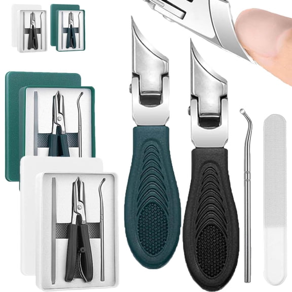 Eagle Beak Nail Clippers, 3 Piece Toenail Clipper Set, Angled Thick Nail Trimmer Kit, Ingrown Nail Care, Senior Grooming Tools