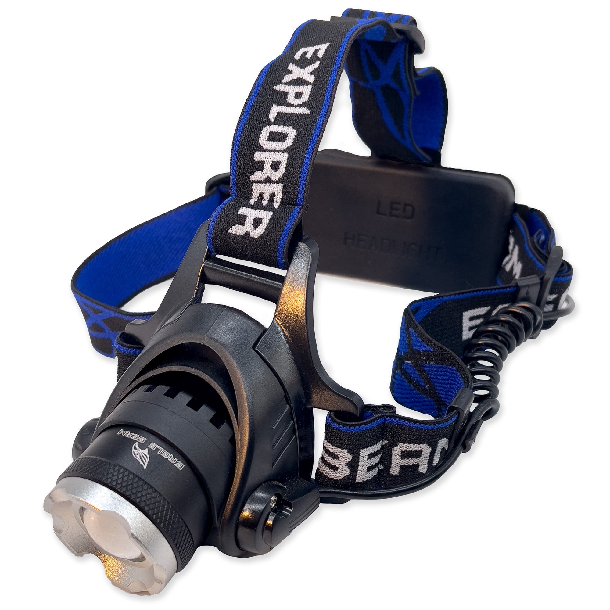 Eagle Beam Explorer Headlamp 1000 Lumens, Rechargeable, Long Lasting, 3 Modes, Zoomable, Carrying Case, IPX-5 Water Resistant