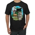 thumbnail image 1 of Eagle Bear Deer and Wolf Wildlife Americana / American Pride Men's Graphic T-Shirt, Black, 4XL, 1 of 3