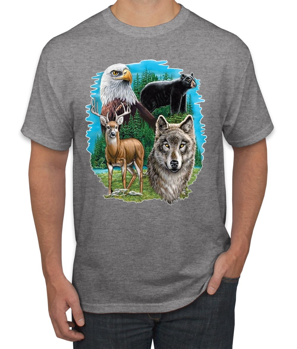 Eagle Bear Deer and Wolf Wildlife Americana American Pride Men's