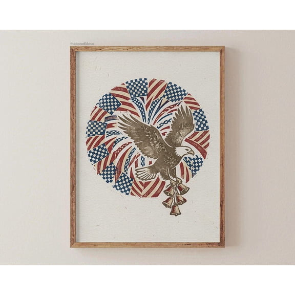Eagle Bells Americana Folk Art Primitive Wall Decor Home Room Interior Decorative Display