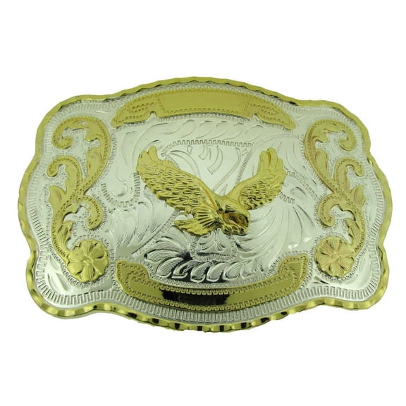 Eagle Belt Buckle Texas US Style Rodeo Western Gold Silver Metal Square Finished